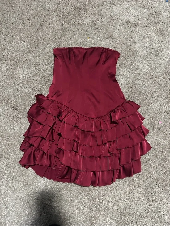 Strapless Ruffle Tiered Mini Dress - Picture 1 of 8